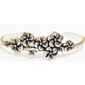 Sterling silver 925 floral cuff bracelet